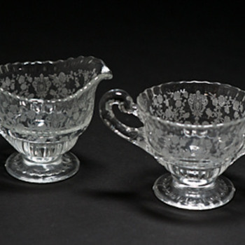 Unknown pattern on sugar bowl and creamer - Glassware