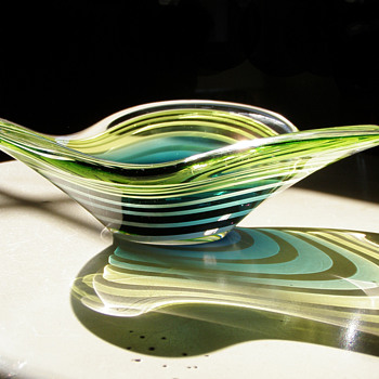 Rare Flygsfors 1954 signed Paul Kedelv Mid century modern bowl - Art Glass