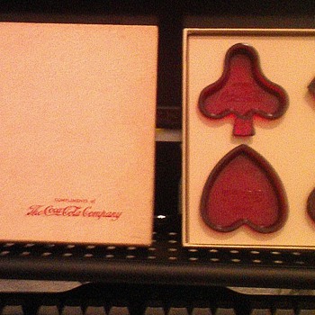 Red Glass Ashtray Set - Coca-Cola