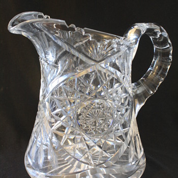 American Brilliant Cut Glass Pitcher Hobstar pattern