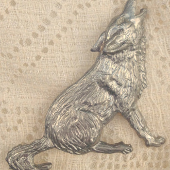 Vintage Maurice Milleur Howling Wolf Brooch - Costume Jewelry