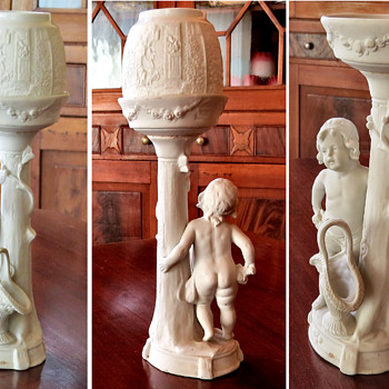 Bisque candle stands - D.R.G.M Germany - Lamps