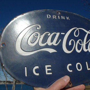 #5 Well made Coca-cola blue porcelain sign