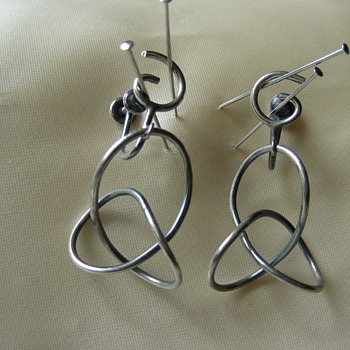 Unsigned 50's Modernist Sterling Earrings