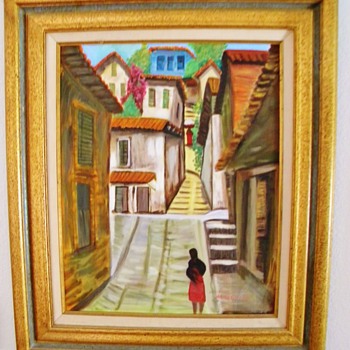 Vintage Oil Painting "Lady in the Dark looking up" by Adele Zwiekle my Aunt