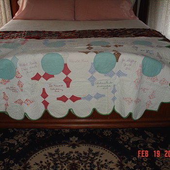 Signature Quilt... Thirty-two Signatures With Cities and States - Folk Art