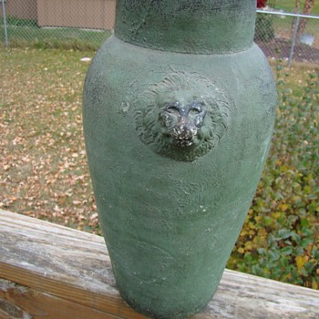 13" Lion Head Vase - Art Pottery