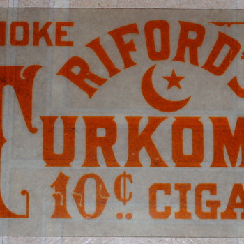 Rare Riford's Cigar Glass Sign 