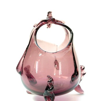 a basket vase by auguste jean in amethyst colour. circa 1880 - Art Glass