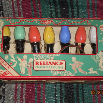 Vintage C9 Reliance and Gilbert strings with westinghouse and G.E swirl bulbs
