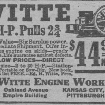 1919 Witte Farm Engine Advertisement