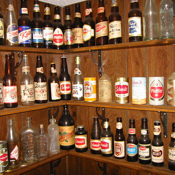 Bottles gathered over the years at Schmidt Brewing in St. Paul - Breweriana