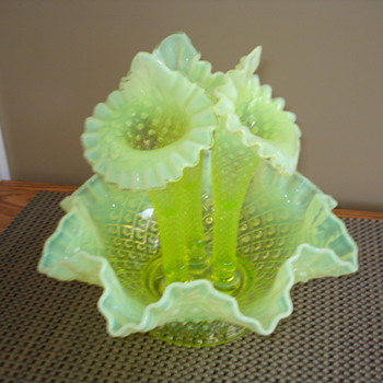fenton vaseline opal topaz epergne - Glassware
