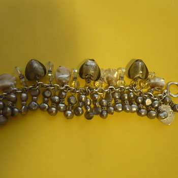 Tiffany??? grey pearl fringe silver bracelet