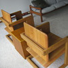 Pivot-back oak chairs