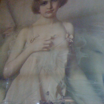 NEED HELP WITH SIGNATURE OF THIS 1900 PAINTING OF LADY WITH VALINTINE CARD WITH RED HEART