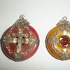 Stone with silver butterflies in a circle pendant, maybe asian christian relgeous relics.