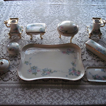 Lovely handpainted porcelain dresser set