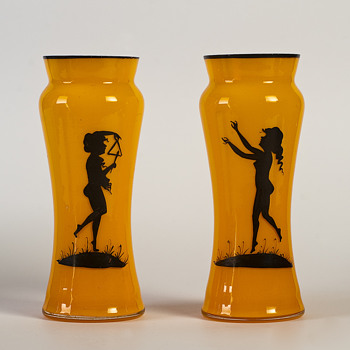 pair of bohemian tango vases - Art Glass