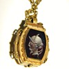 Antique Victorian Hardstone Inaglio & Tigers Eye Double Locket Fob Necklace