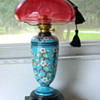 Victorian Kerosene Lamp w Heavy French Enameling