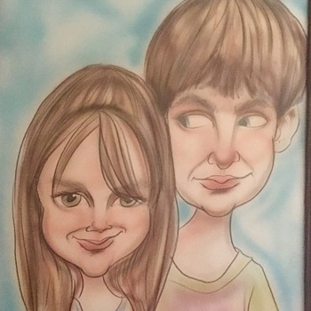 Caricature Painting of My Kids - Visual Art
