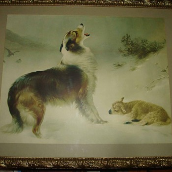 Early 20th Century Print "Found" by Walter Hunt: Border Collie and Lamb