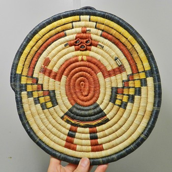 1970's Hopi Woven Plaque - Kachina Motif - Native American