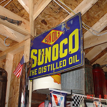  Sunoco Double Sided Porcelain Flange Sign...Three Colors