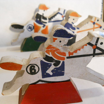 Wooden Racing Jockeys  - Folk Art