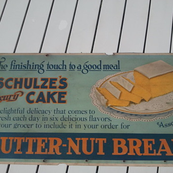 Pre-1920's Butternut Bread Cardboard Trolley Car Sign