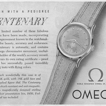 1951 - Omega Centenary Watch Advertisement