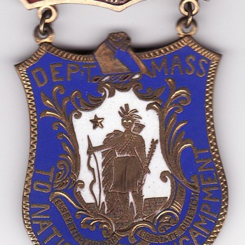 Boston GAR reunion enameled delegate badge  c. 1890