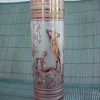Etched Overlay Glass Vase