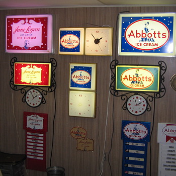 Abbotts Dairy , Abbott's Dairy & Jane Logan Clocks , Menu boards & Decals. Philadelphia. - Advertising
