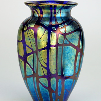 Loetz Cobalt Pampas circa 1898 production # 7499 - Art Glass