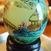 Itsy Bitsy Teenie Weenie, Japanese Jade? Egg, hand painted on wood base!!  CUTE!!