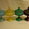 STUNNING SET OF FENTON OPALESCENT HOBNAIL COVERED COMPORTS/CANDIES