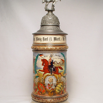 Imperial German mint pottery Reservist's stein of Uhlan Gefreiter Grolzmann