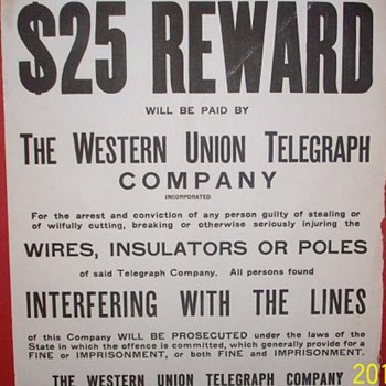 Western Union Telegraph Warning Poster