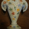 Satin Glass Enamel Fan vase... Harrach or Moser