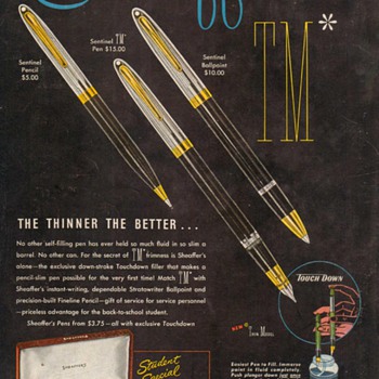 1951 - Sheaffer's Pens "Sentinel" & "Admiral" Advertisement
