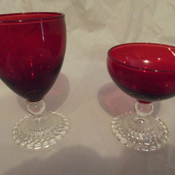 Anchor Hocking Bubble (early american) Ruby Water Goblet & Anchor Hocking bubble (Early American)Ruby Sherbet