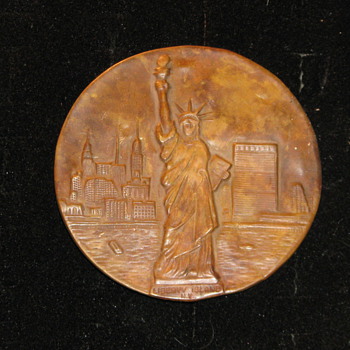 Vintage Copper Liberty Island Badge