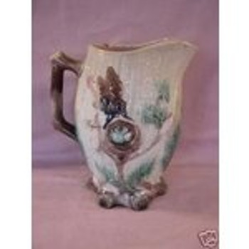 Vintage Mayer Pottery Birds Nest Majolica Pitcher - Art Pottery