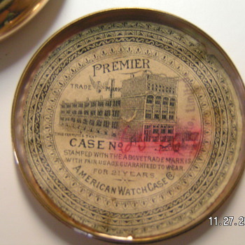 GF 18S AMERICAN WALTHAM  FANCY DIAL/PAPER INSERT IN CASE