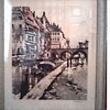 French Original Tinted Etching "Quay on the River Dyle" by Ferdinand Jean Luigini /Sidney Z. Lucas Trademark /Circa 1920's 30's