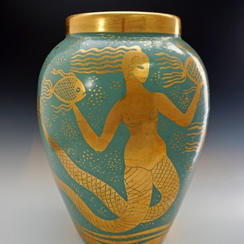 1930s Waylande Gregory Large Deco/Phoenician Style Melusine Vase - Art Deco
