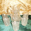 Czechoslovak lead crystal pitcher and 5 glasses