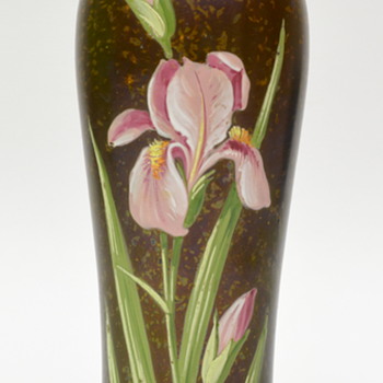 Bohemian enameled iris vase - Art Glass